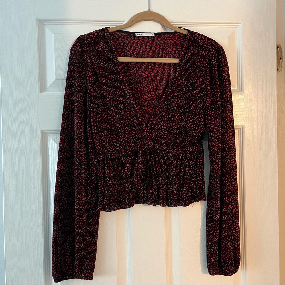 Zara Black and Red Women's Top